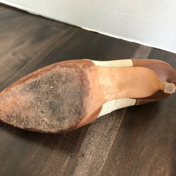 Brooks Brothers Italy Leather & Fabric Heels, sz 6 - Picture 6 of 8